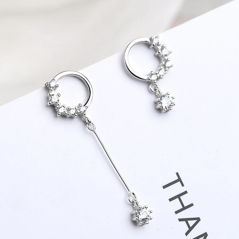 NEW 925 Sterling Silver Diamond Circle Earrings K